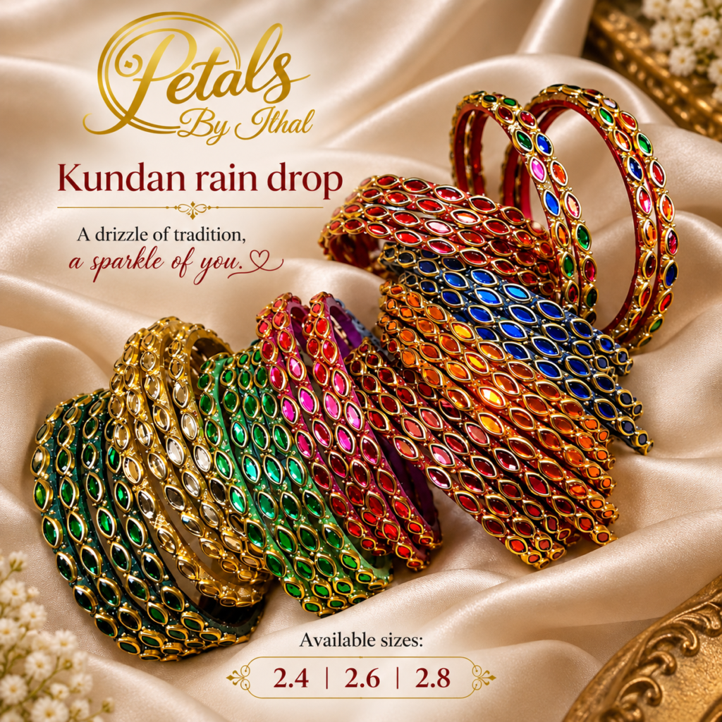 Women’s Kundan Rain Drop Designer Bangles Set | Multicolor Kundan Stone Studded Gold-Tone Bangles | Elegant Traditional Indian Ethnic Jewellery for Wedding, Festival, Party & Bridal Wear